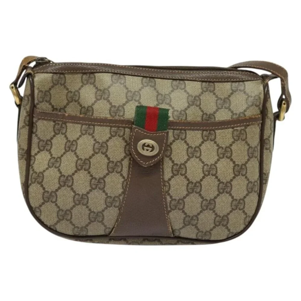 Authentic GUCCI GG Supreme Web Sherry Line Bag PVC Beige Gold Red 89 02 032 - Picture 5 of 16